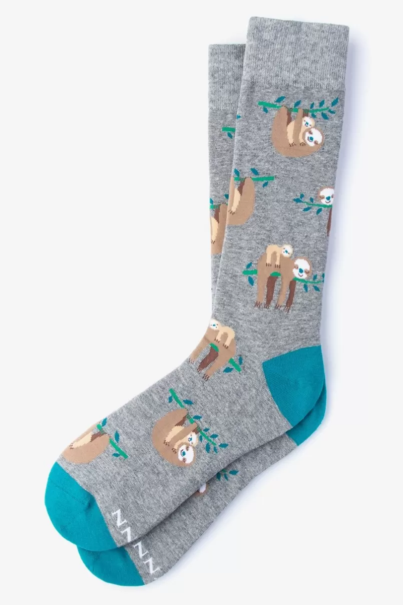 Ties Sloth Sock Gray Fashion