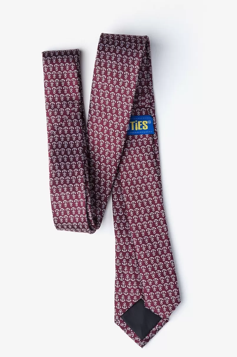 Ties Small Anchors Maroon Skinny Tie Best