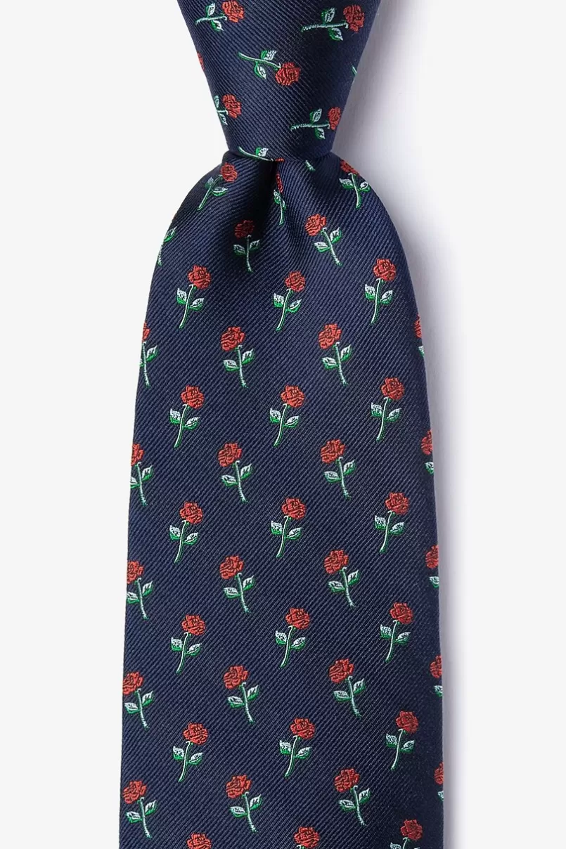 Ties Smell the Roses Navy Blue Tie Flash Sale