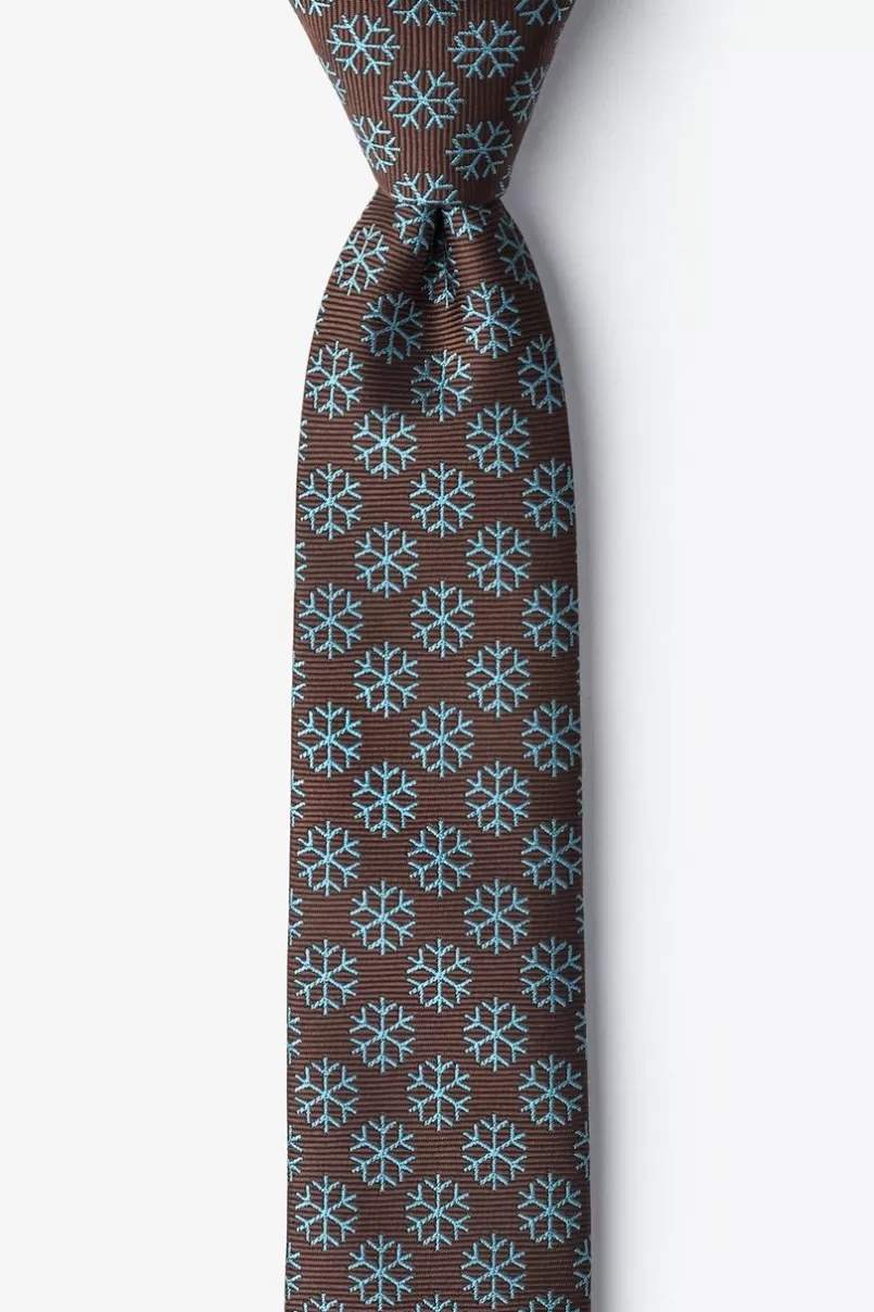 Ties Snowflakes Brown Skinny Tie Store