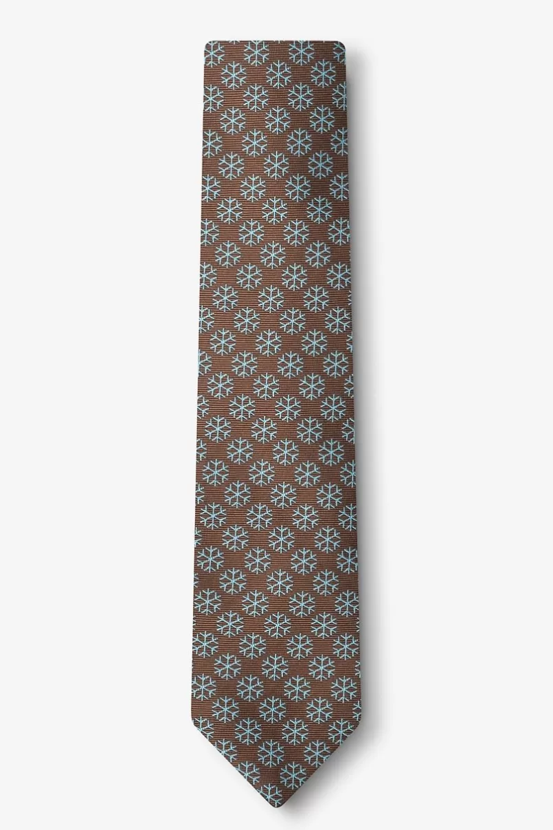 Ties Snowflakes Brown Skinny Tie Store