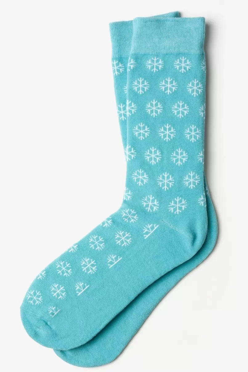 Ties Snowflakes Light Blue Sock Flash Sale