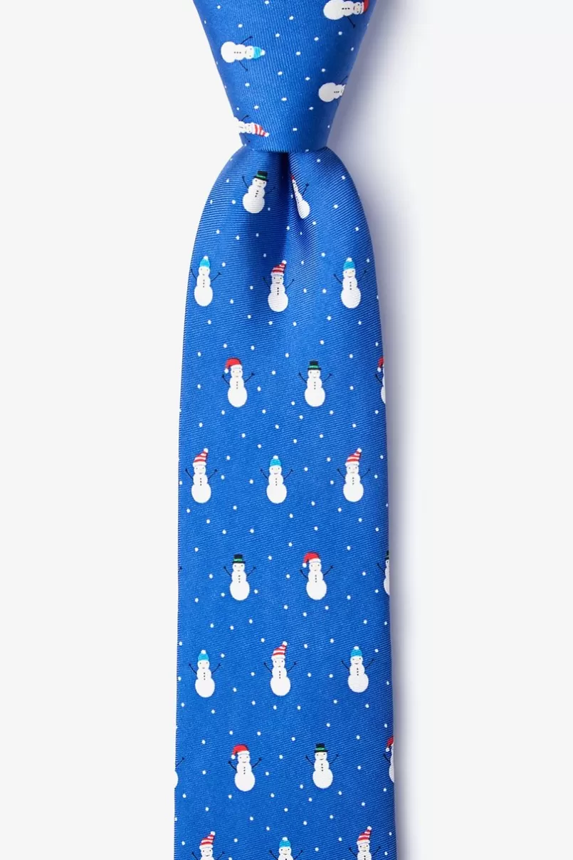 Ties Snowmen in the Snow Blue Skinny Tie Hot