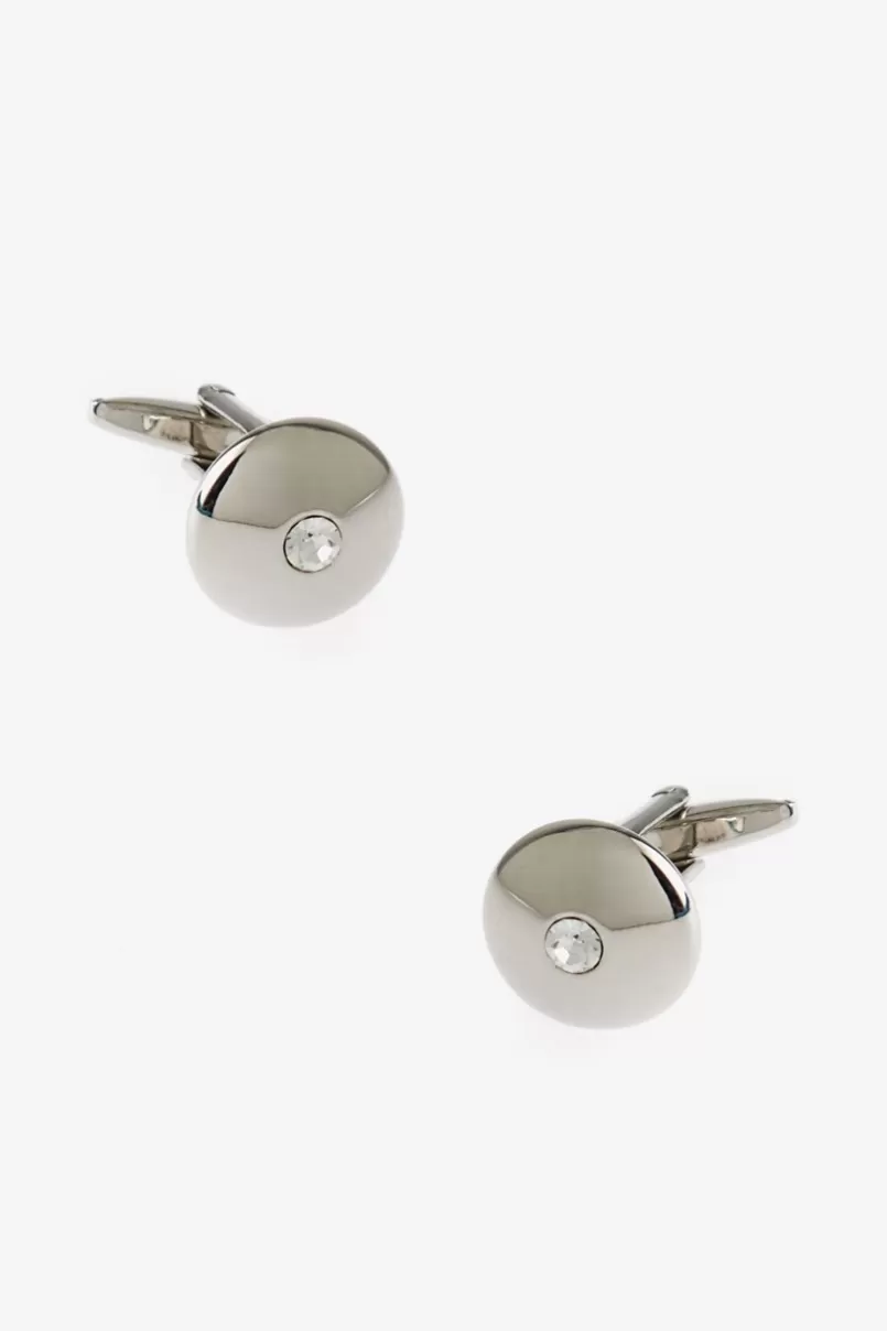 Ties Solid Round Bling Clear Cufflinks Online