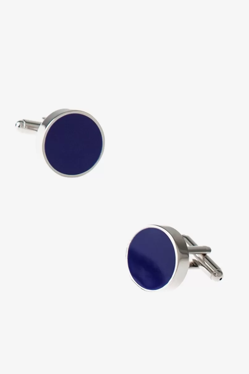 Ties Solid Round Thick Blue Cufflinks Cheap