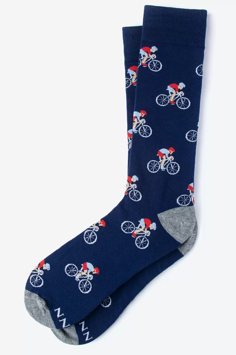 Ties Spin Cycle Bicycle Race Navy Blue Sock NavyBlue Shop