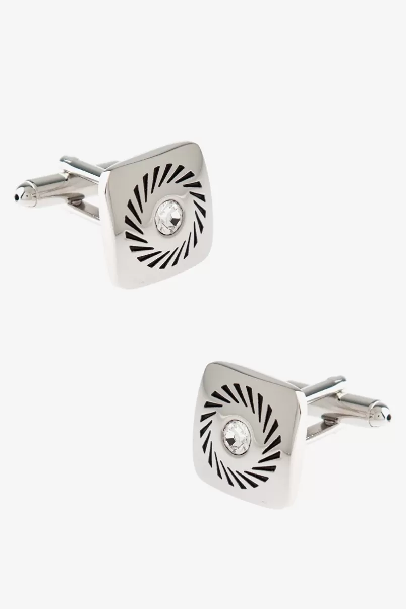 Ties Square Rhinestone Wheel White Cufflinks Store