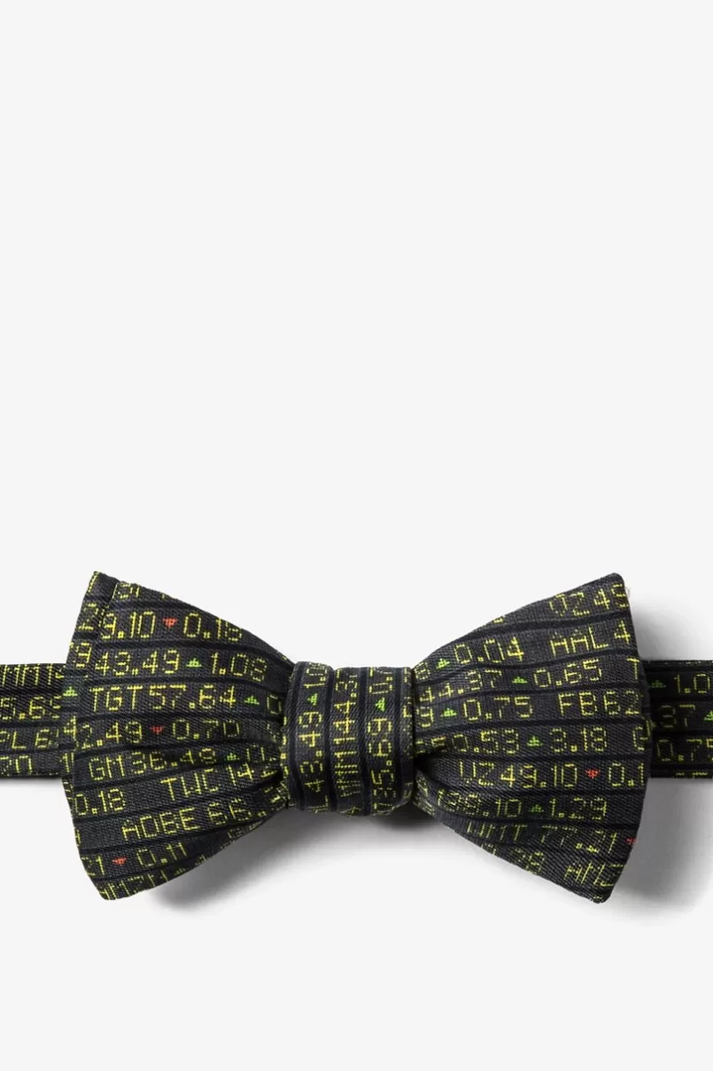 Ties Stock Ticker Black Self-Tie Bow Tie Shop