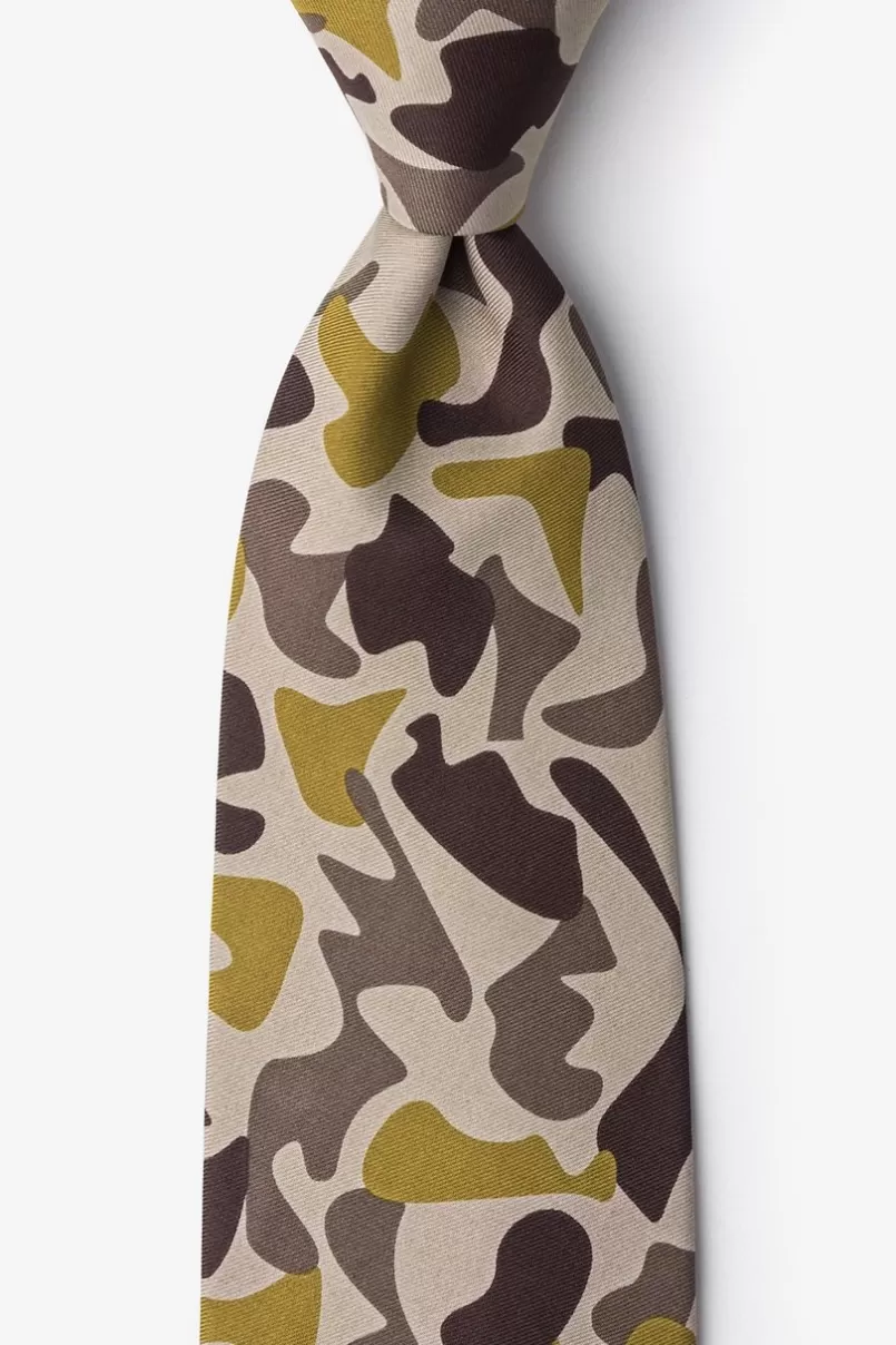 Ties Street Camo Beige Extra Long Tie Beige&Olive Outlet