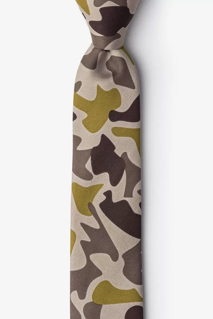 Ties Street Camo Beige Skinny Tie Beige&Olive Cheap