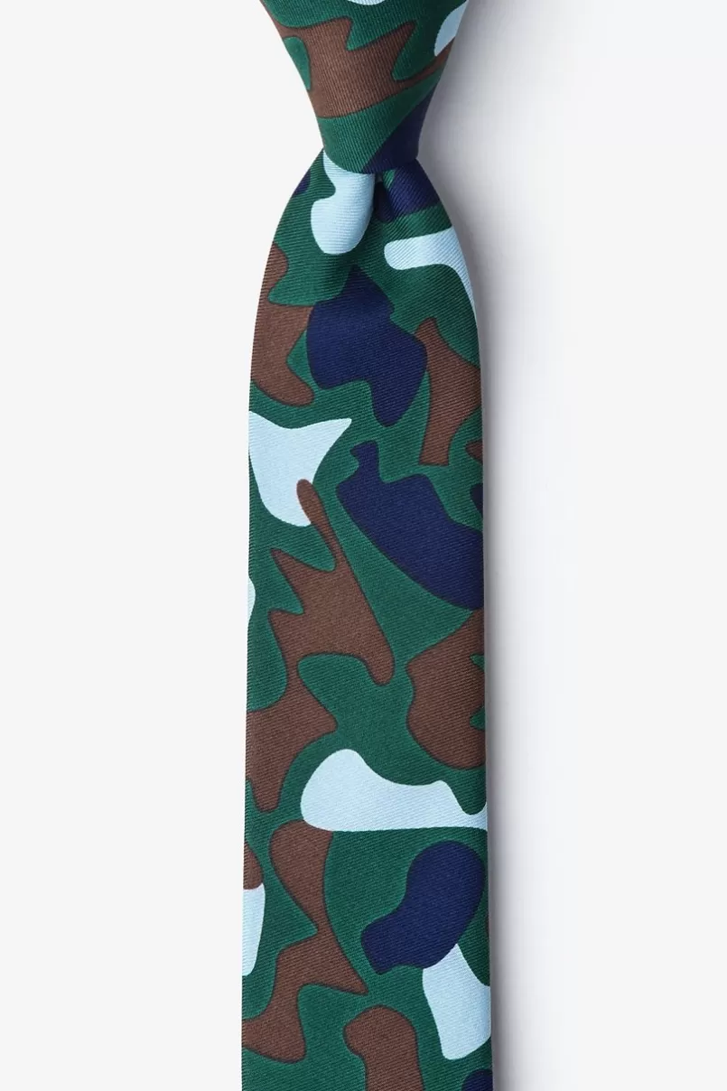 Ties Street Camo Hunter Green Skinny Tie HunterGreen&SkyBlue Online