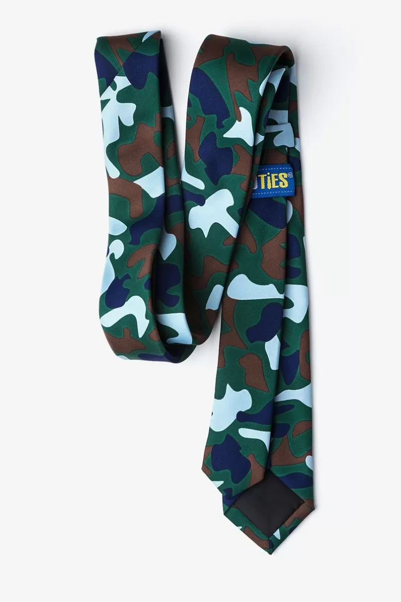 Ties Street Camo Hunter Green Skinny Tie HunterGreen&SkyBlue Online