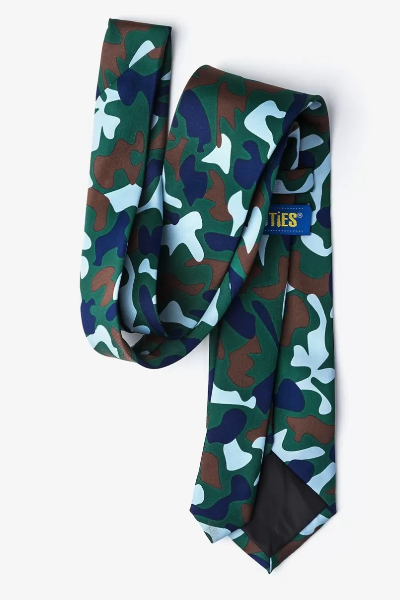 Ties Street Camo Hunter Green Tie HunterGreen&SkyBlue Store