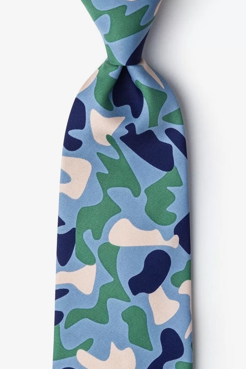 Ties Street Camo Sky Blue Extra Long Tie SkyBlue&Beige Hot