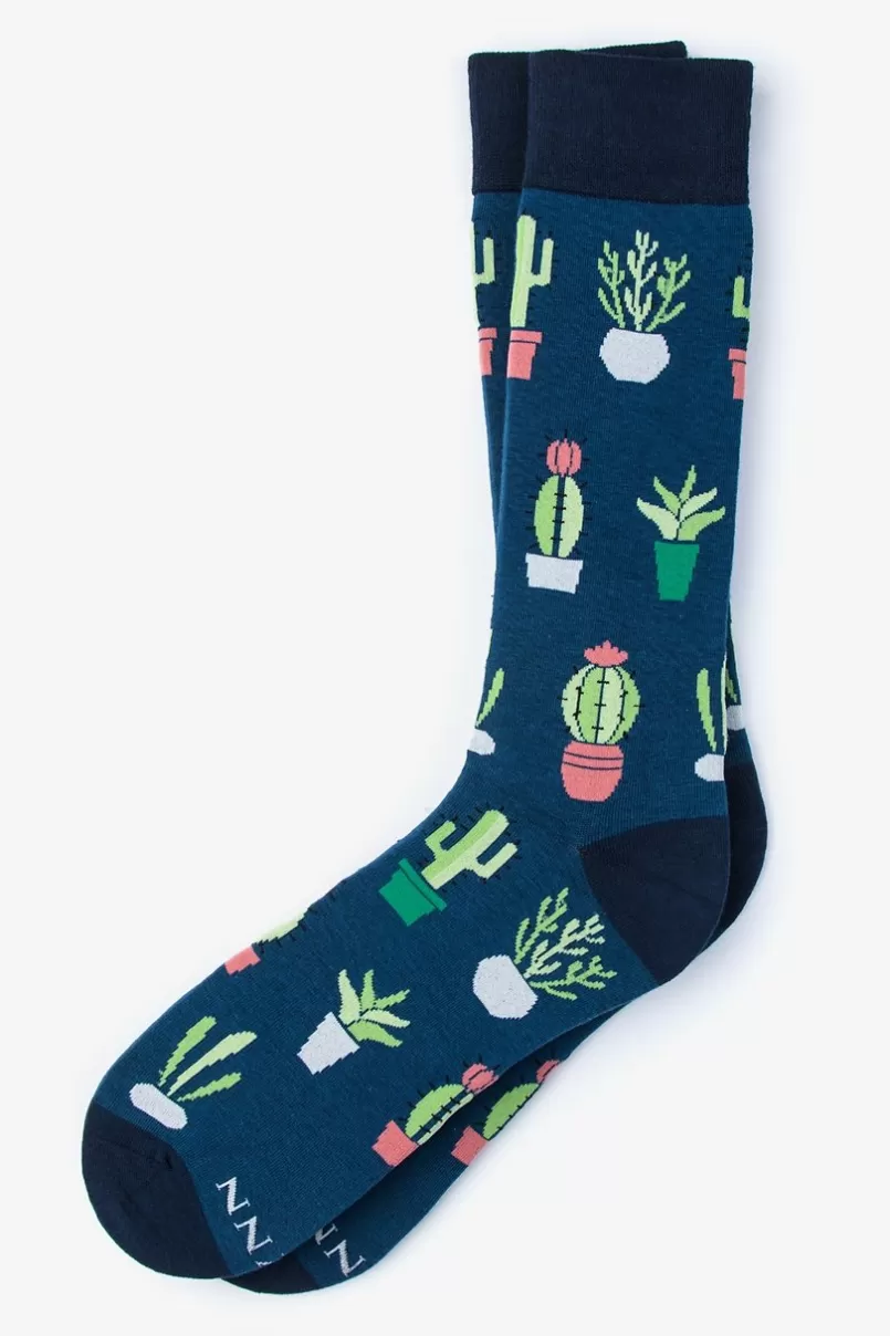 Ties Succulent Navy Blue Sock Cheap