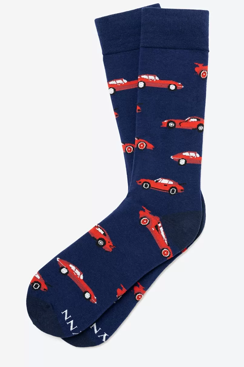 Ties Super Cars Navy Blue Sock New