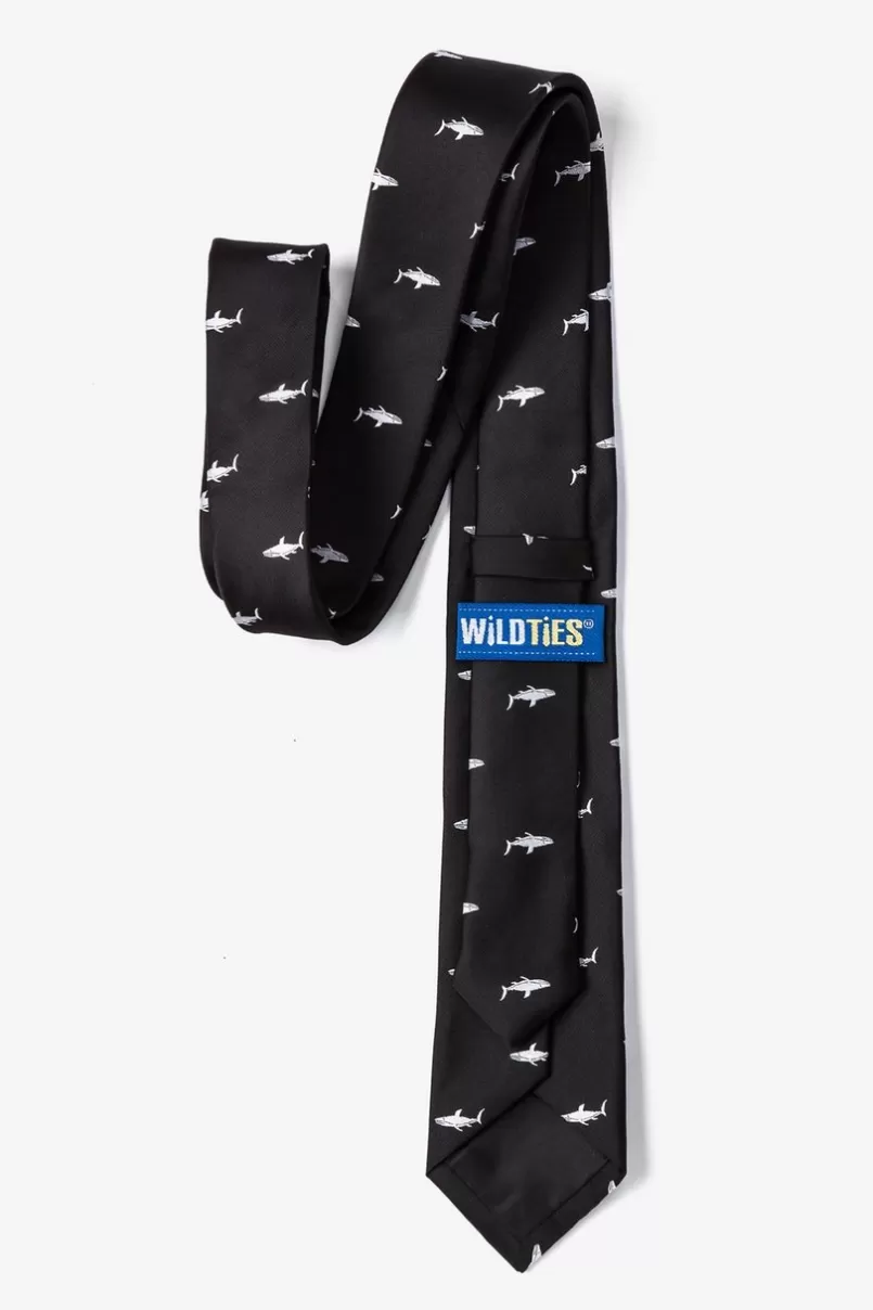 Ties Swimming Sharks Black Skinny Tie New