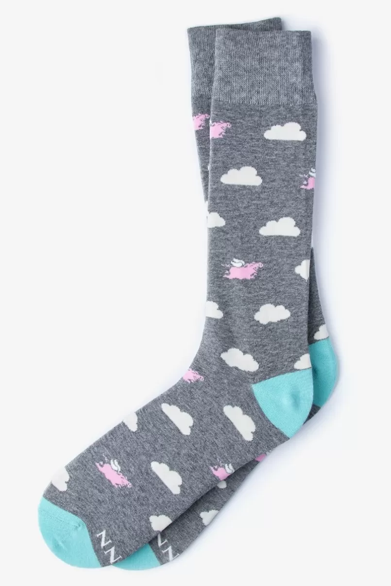 Ties Take to the Sky Heather Gray Sock HeatherGray Sale