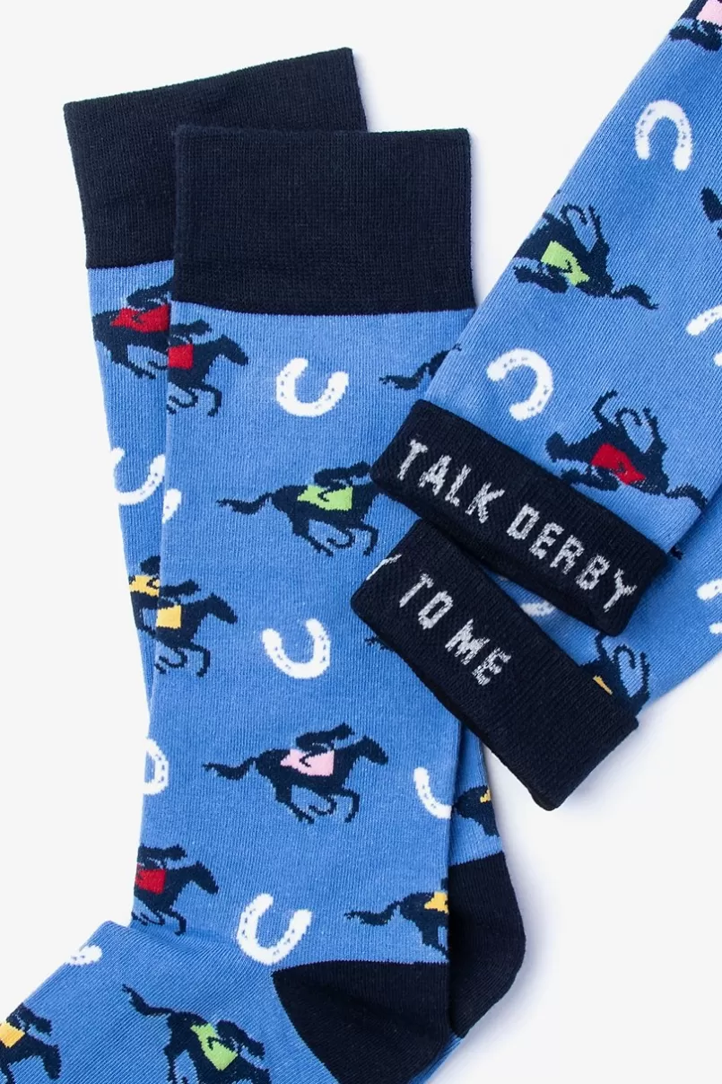 Ties Talk Derby To Me Sock Blue Best Sale