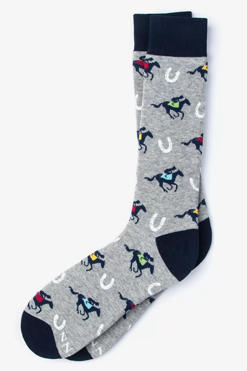 Ties Talk Derby To Me Sock Gray Cheap