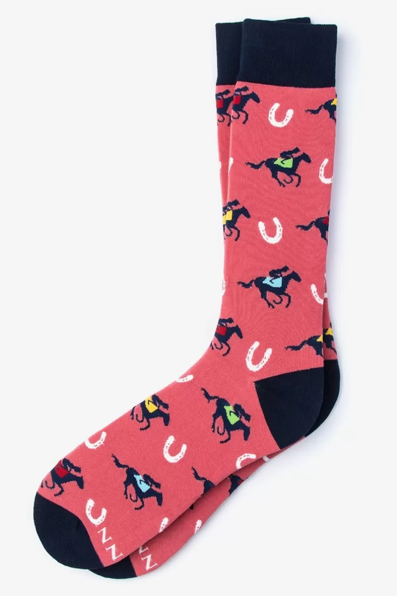 Ties Talk Derby To Me Sock Pink Flash Sale