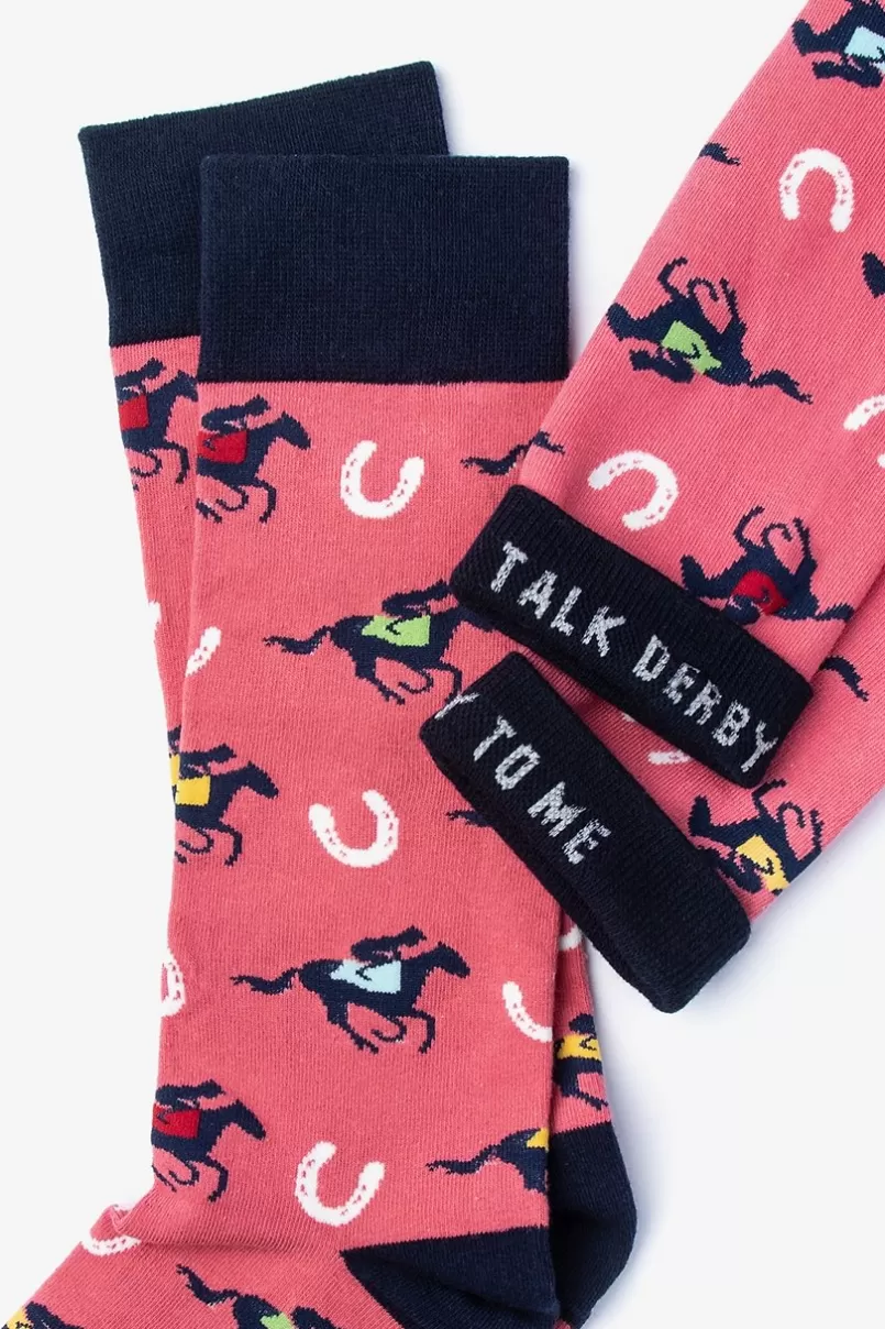 Ties Talk Derby To Me Sock Pink Flash Sale