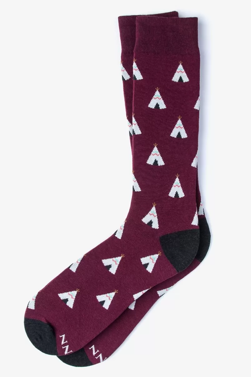 Ties Teepee Sock Maroon Clearance