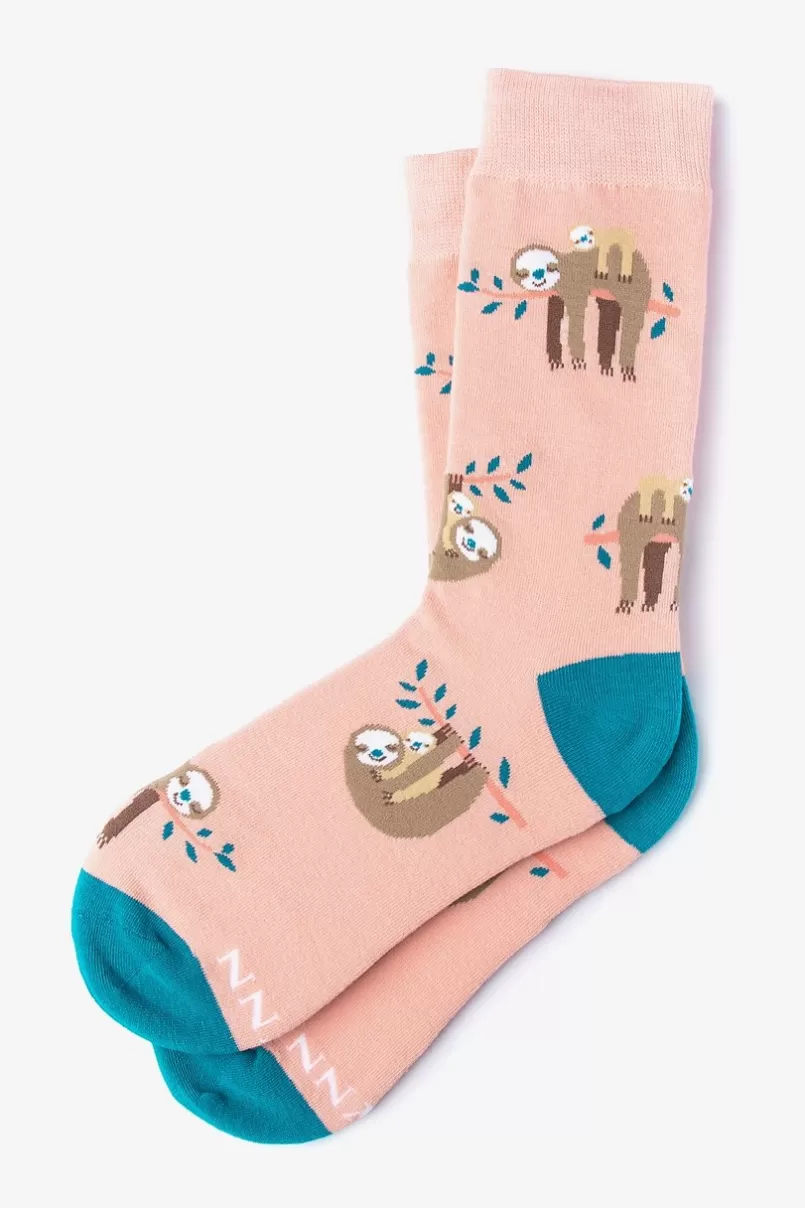 Ties That Sloth Life Women's Sock Coral Fashion