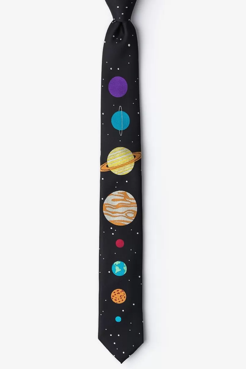 Ties The 8 Planets Black Skinny Tie Sale