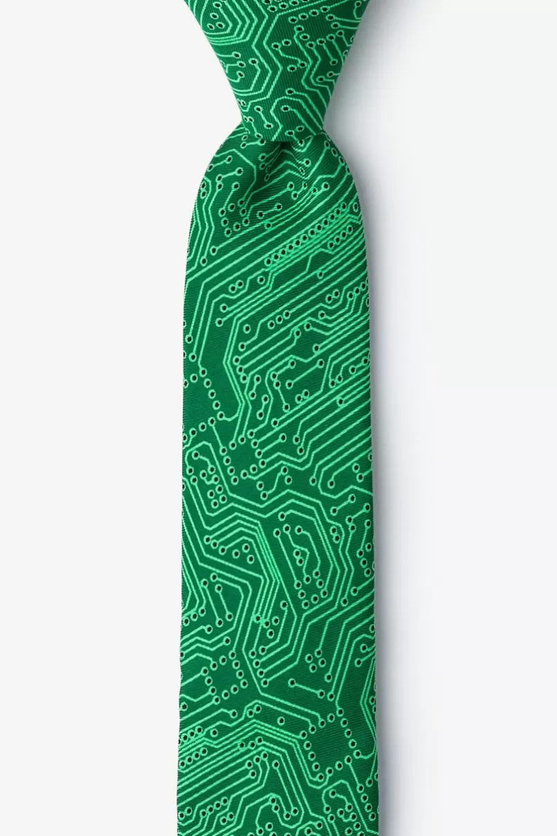 Ties The Circuit Board Green Skinny Tie Hot