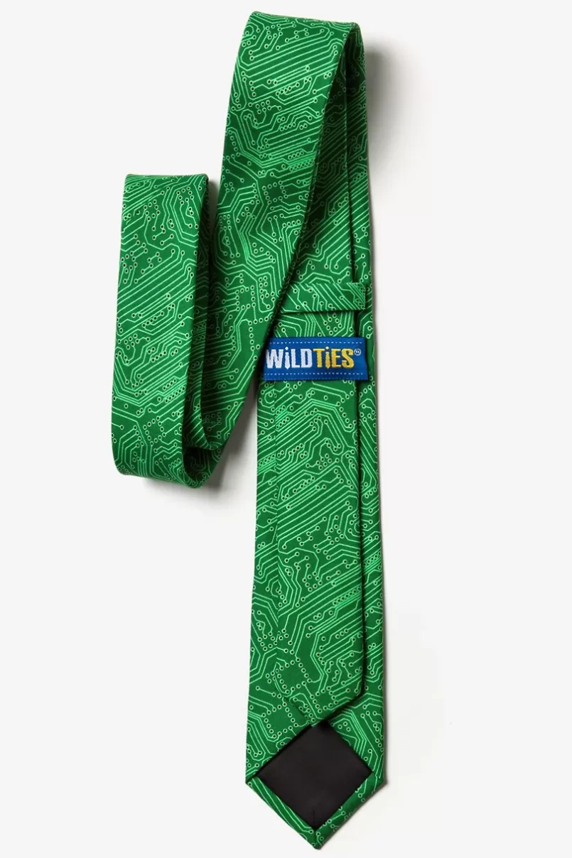 Ties The Circuit Board Green Skinny Tie Hot