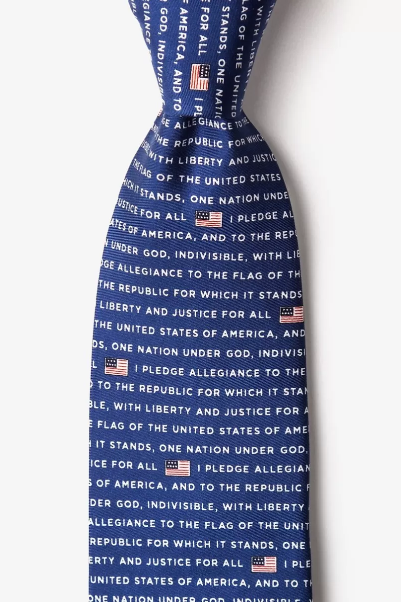 Ties The Pledge of Allegiance Navy Blue Tie Best Sale