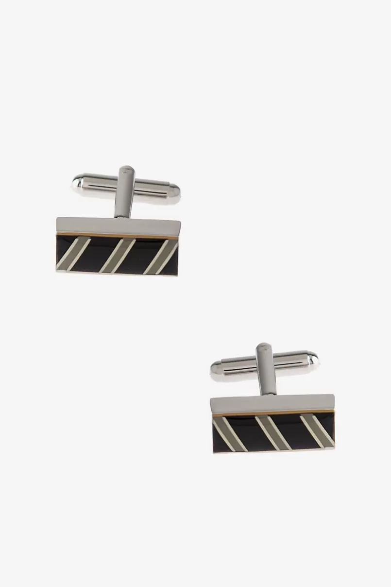 Ties Thick Patterned Bar Black Cufflinks New