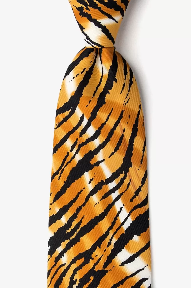 Ties Tiger Animal Print Orange Tie Online