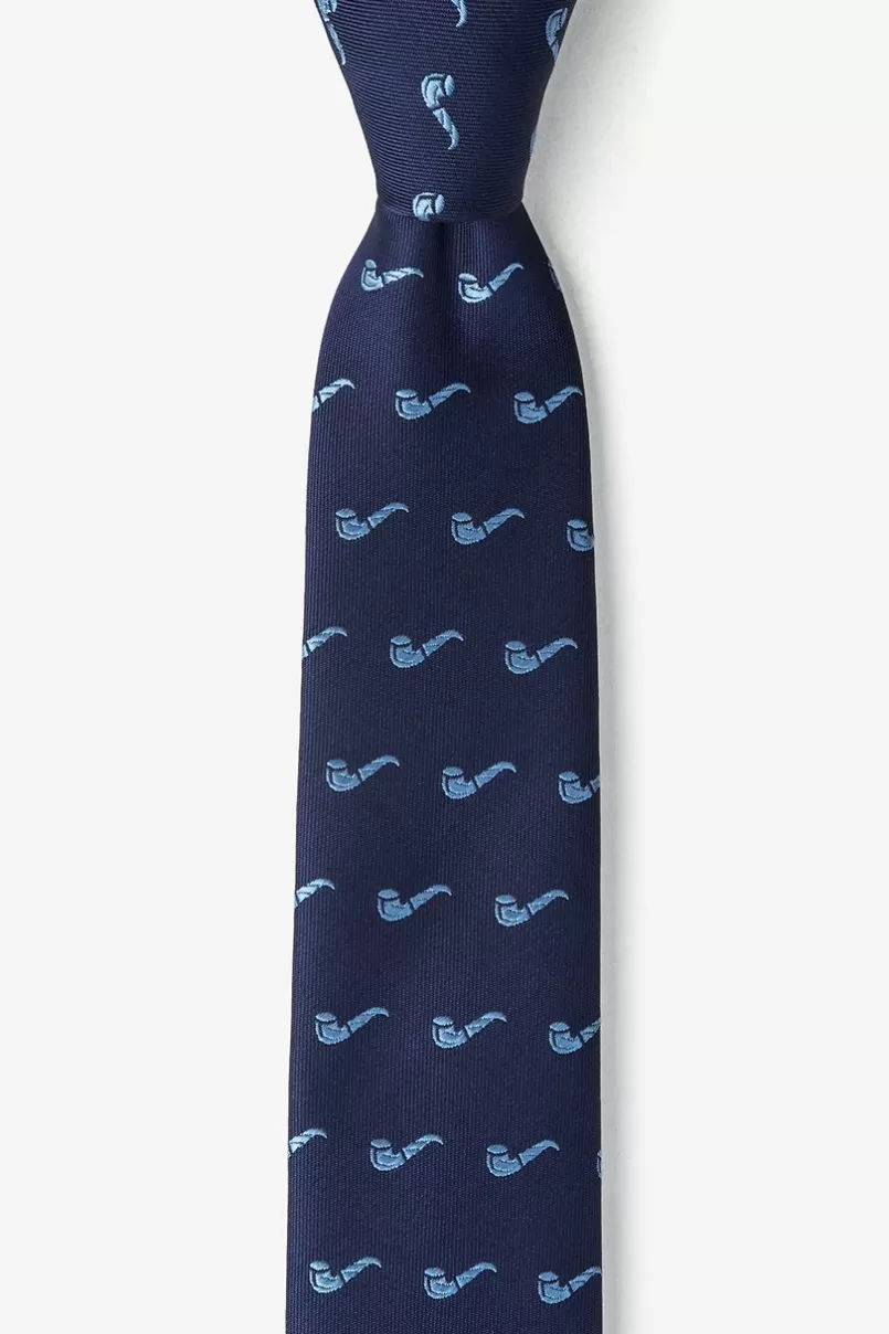 Ties Tobacco Pipes Navy Blue Skinny Tie NavyBlue Store