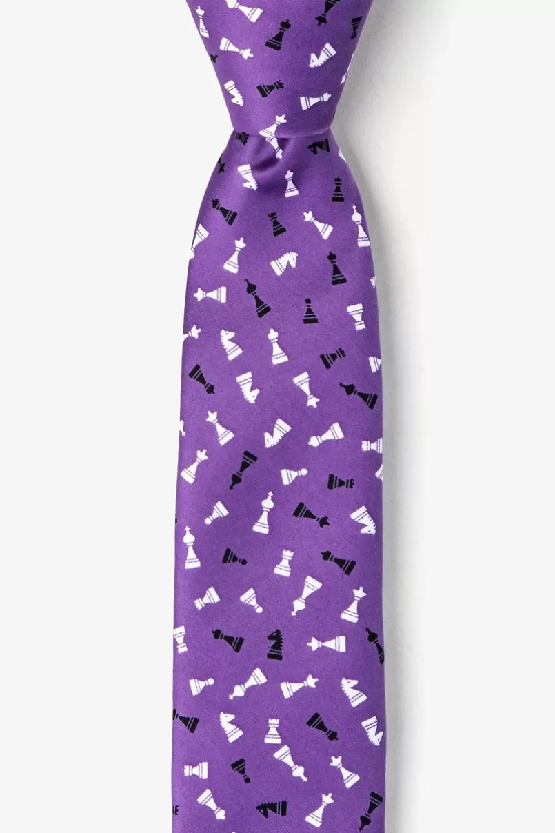 Ties Tossed Chess Pieces Skinny Tie Purple Discount