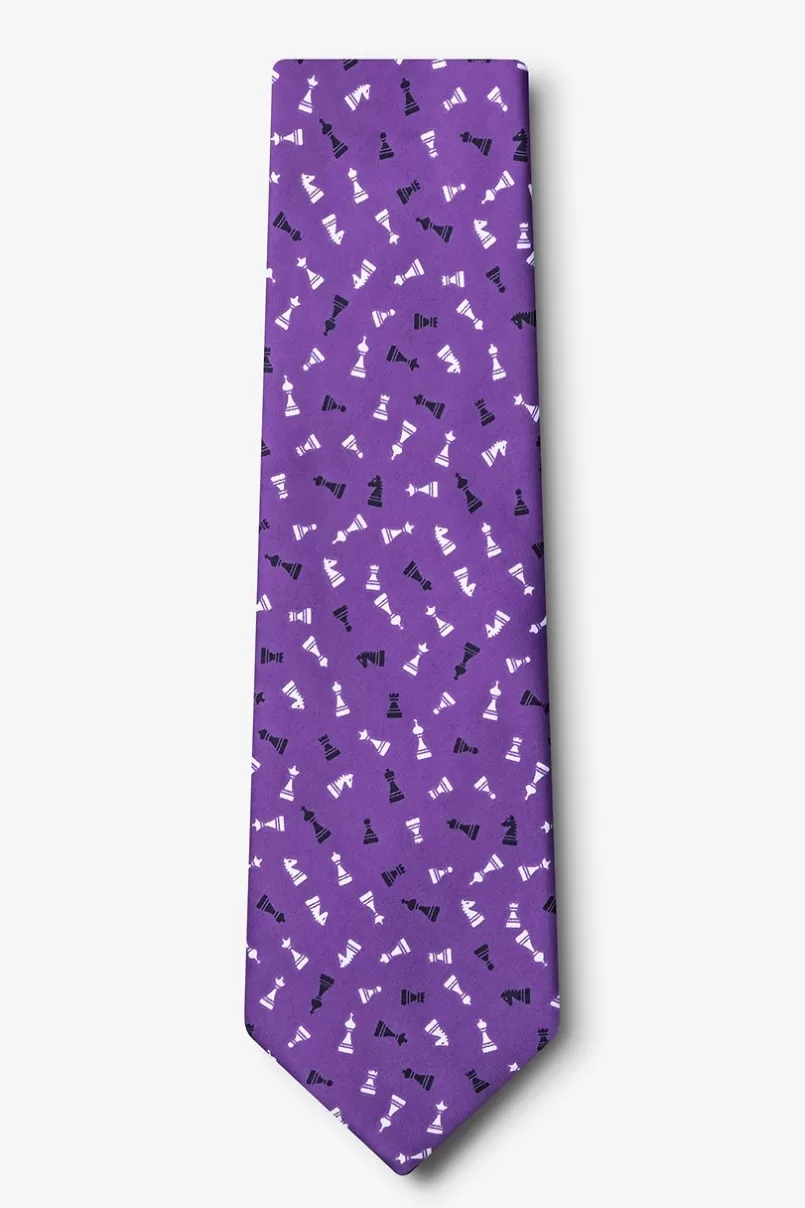 Ties Tossed Chess Pieces Tie Purple Cheap