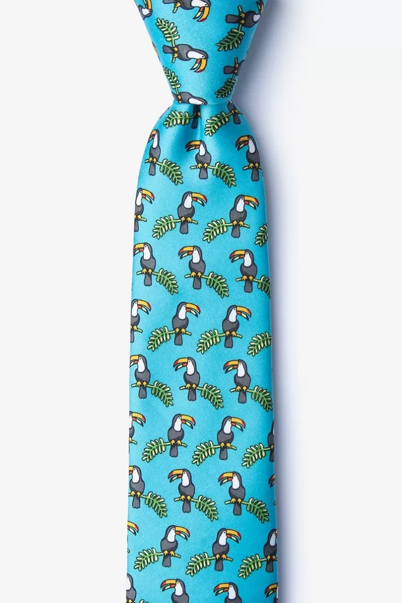 Ties Toucans Skinny Tie Turquoise Fashion