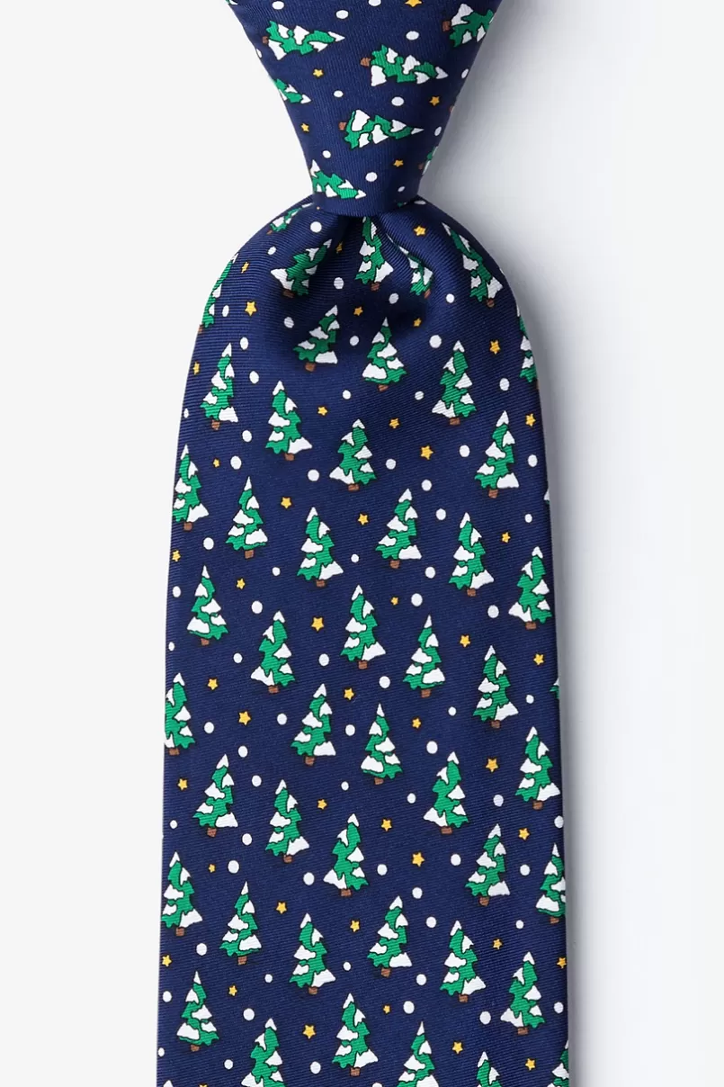 Ties Tree-mendous Navy Blue Extra Long Tie NavyBlue Fashion