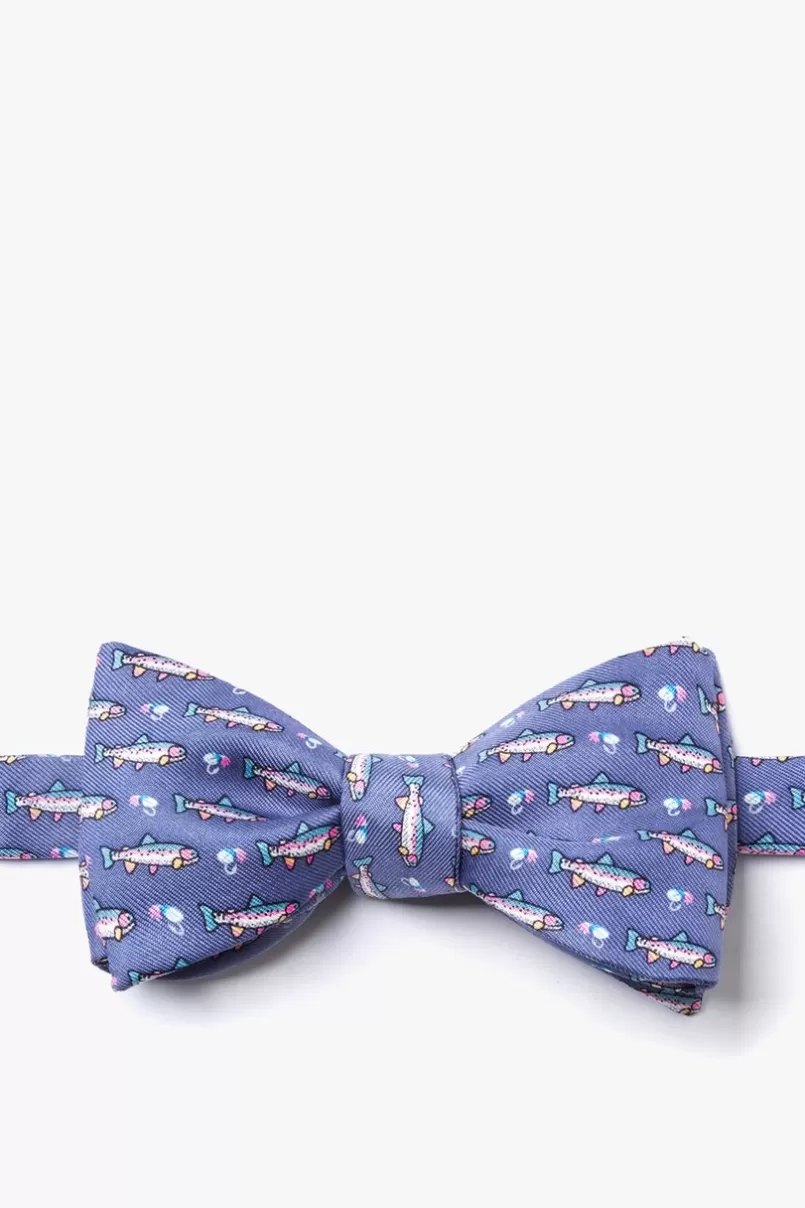 Ties Trout & Fly Blue Self-Tie Bow Tie Shop