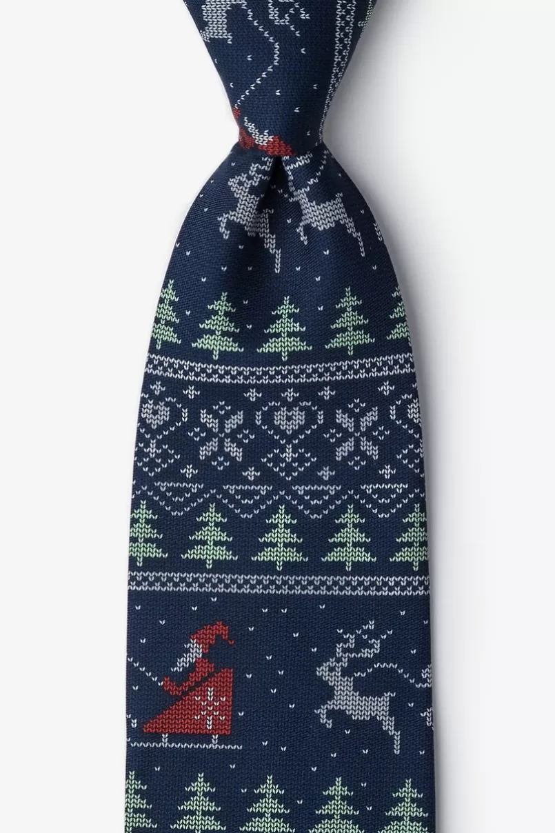 Ties Ugly Christmas Sweater Navy Blue Extra Long Tie New