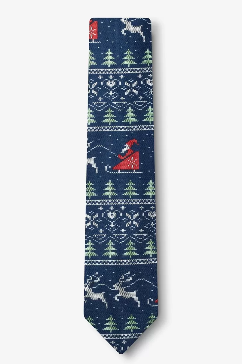 Ties Ugly Christmas Sweater Navy Blue Skinny Tie Discount