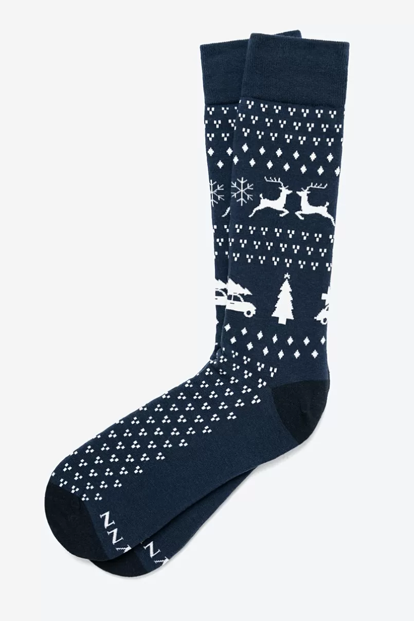 Ties Ugly Sweater Sock Blue Cheap