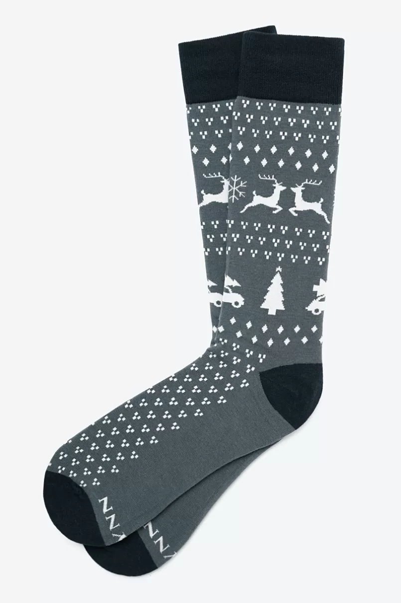 Ties Ugly Sweater Sock Gray Shop