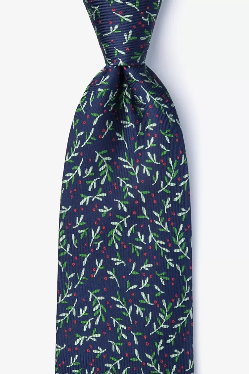 Ties Under the Mistletoe Navy Blue Tie Store