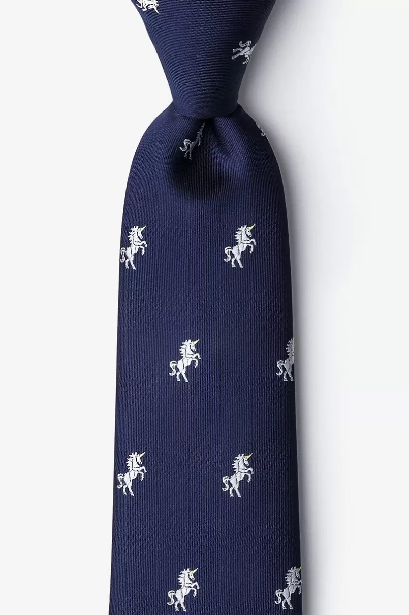 Ties Unicorns Navy Blue Extra Long Tie NavyBlue Clearance