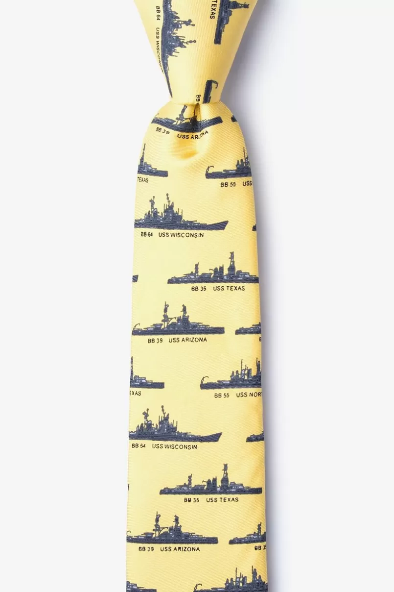 Ties U.S. Battleships Yellow Skinny Tie Discount