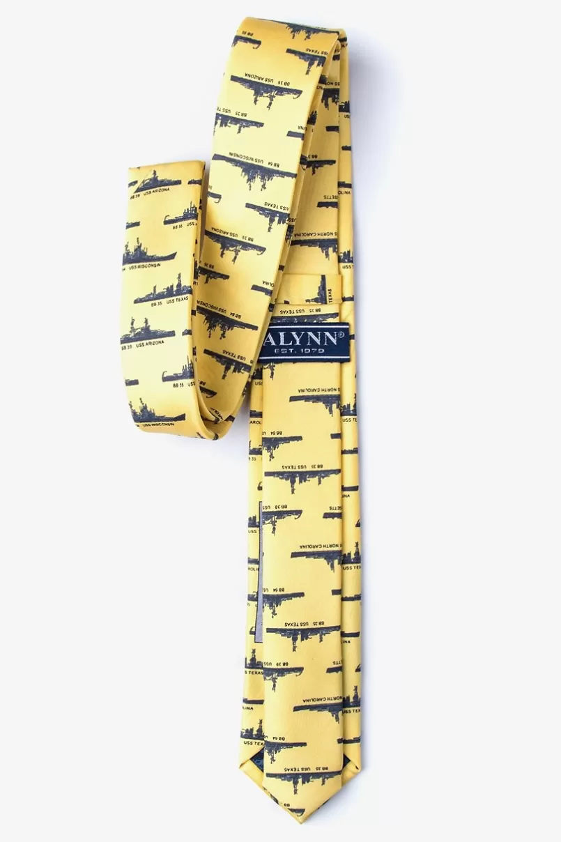 Ties U.S. Battleships Yellow Skinny Tie Discount