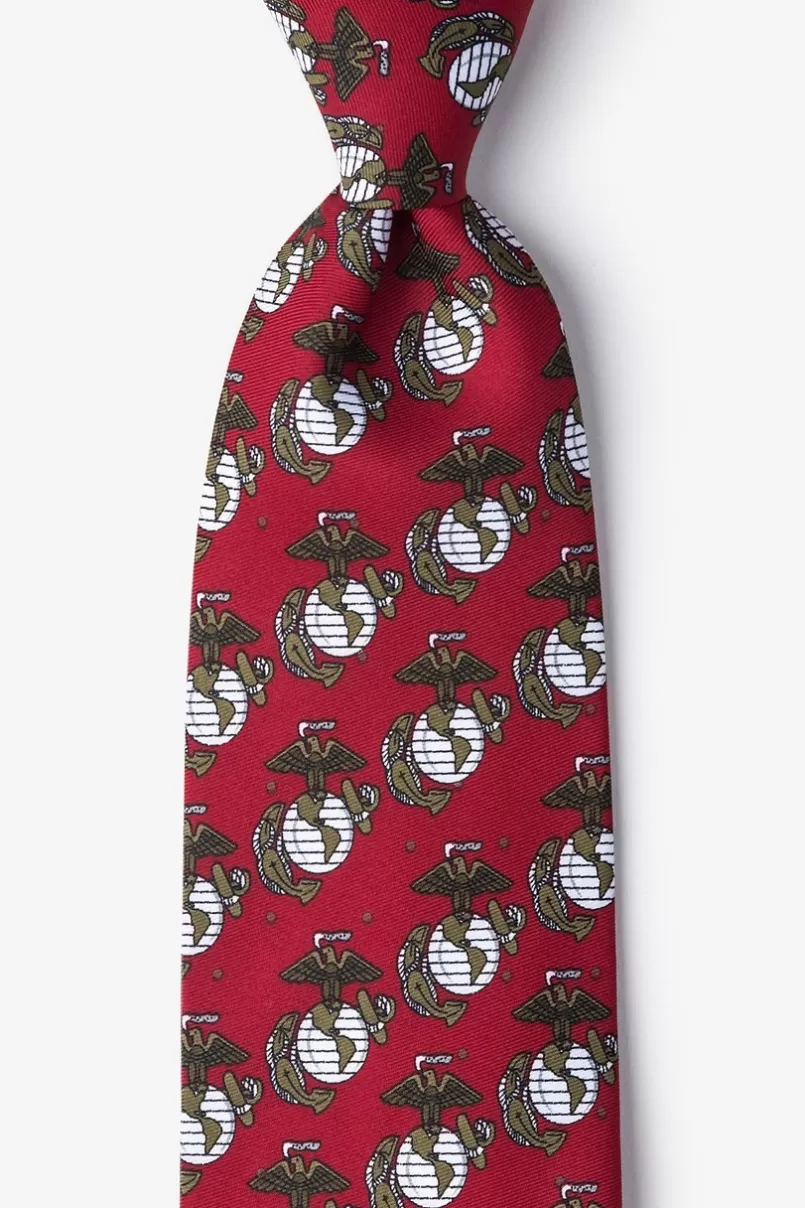 Ties USMC Logo Repeat Red Tie Sale