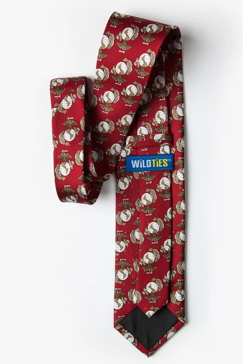 Ties USMC Logo Repeat Red Tie Sale